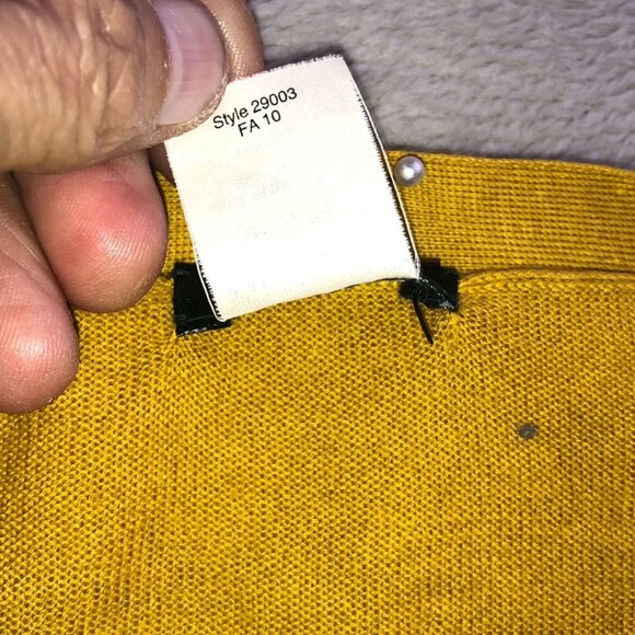 J.Crew Womens Cardigan Sweater Small Mustard Ruffled V-Neck Button Up Knit Y2K - Picture 6 of 10